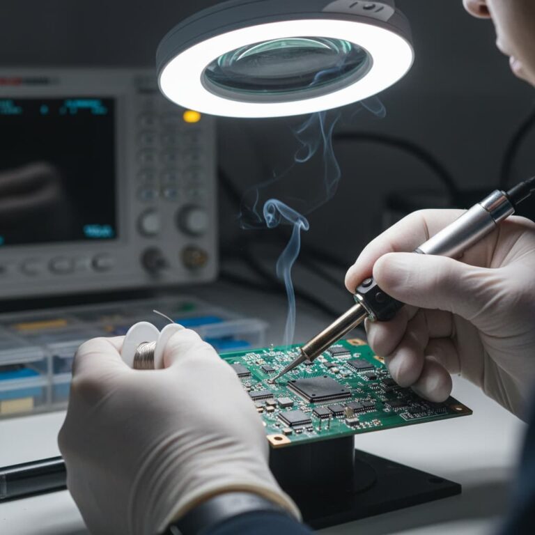 لحیم‌کاری استاندارد شامل دمای مناسب، قلع کافی و تکنیک‌های صحیح برای اتصال محکم.