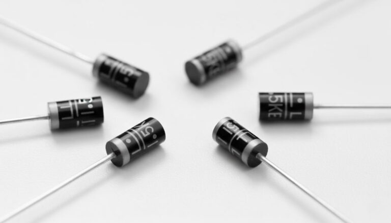 عکس دیودهای TVS مدل 1.5KE، حفاظت در برابر ولتاژ گذرا در برد الکترونیکی.