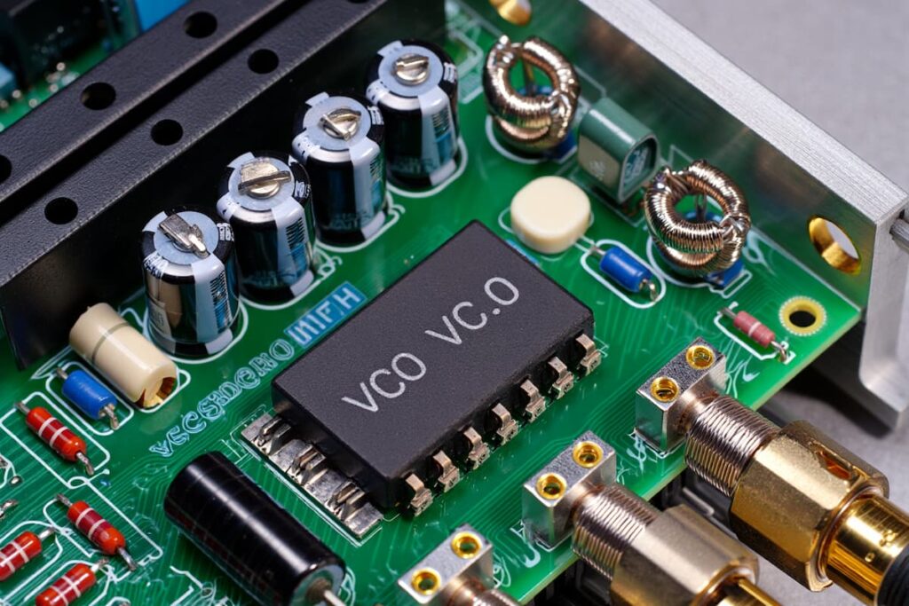 مدار اسیلاتور کنترل‌شده با ولتاژ (VCO) برای تولید سیگنال نوسانی با فرکانس قابل تنظیم