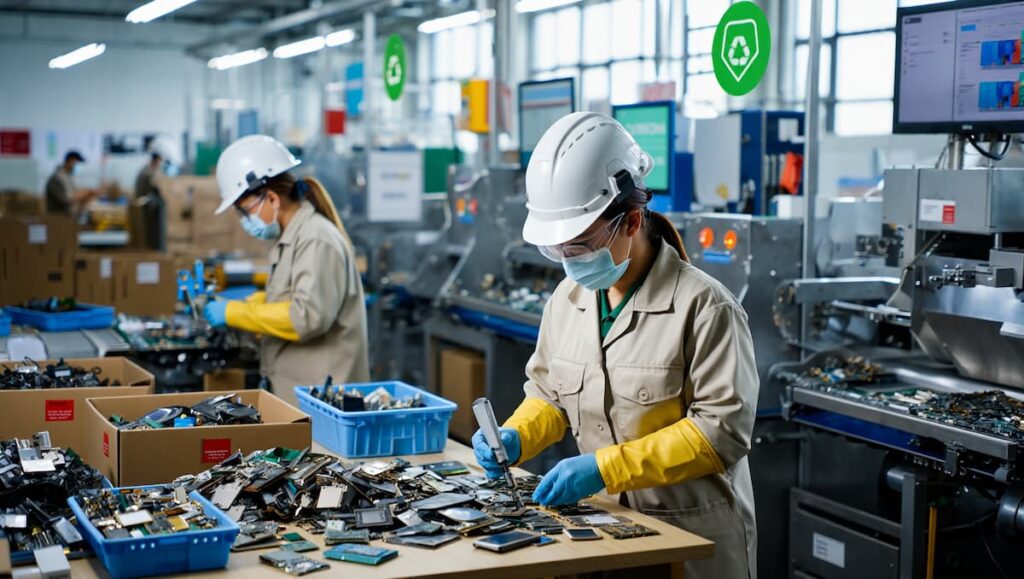 تصویر بازیافت قطعات الکترونیکی و کاهش زباله‌های فناوری