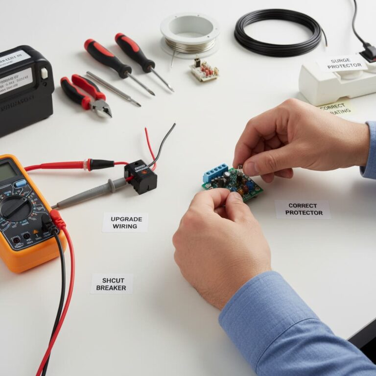 راه‌حل‌های جلوگیری از سوختن فیوز: سیم‌کشی مناسب، بار کمتر، فیوز با آمپر صحیح، بررسی اتصال کوتاه.