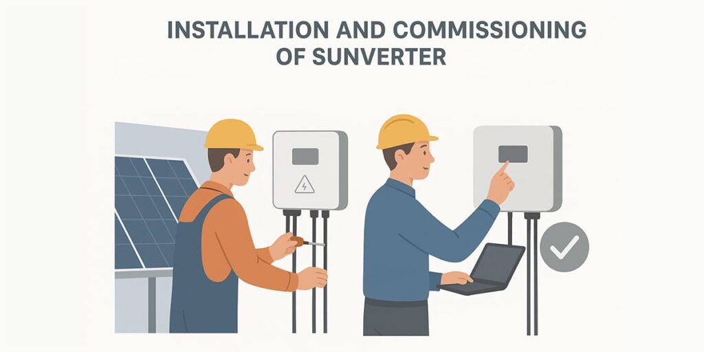 نصب و راه‌اندازی سانورتر خورشیدی (Sunverter) با اتصال به پنل و باتری