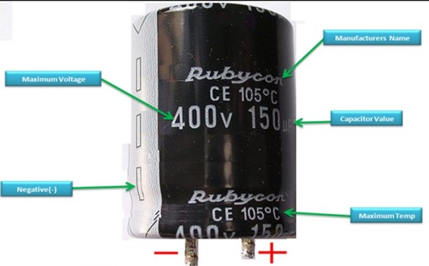 علائم روی خازن الکترولیتی و خازن سرامیکی