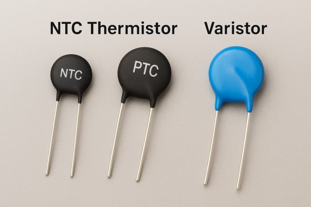 مقایسه ترمیستورهای NTC و PTC با واریستور در مدار الکترونیکی
