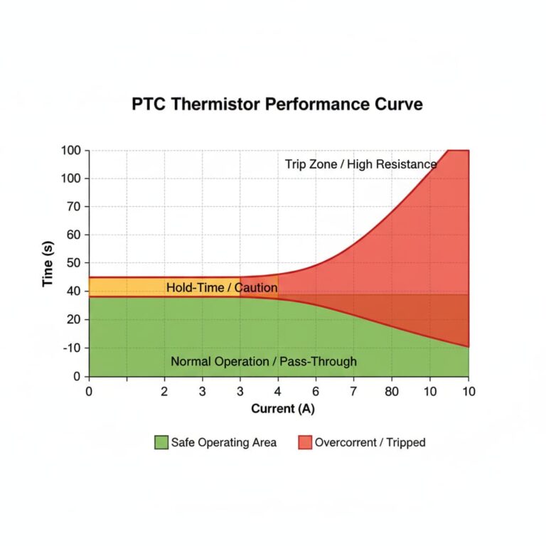 نمودار عملکرد فیوز ریست شونده در برابر جریان